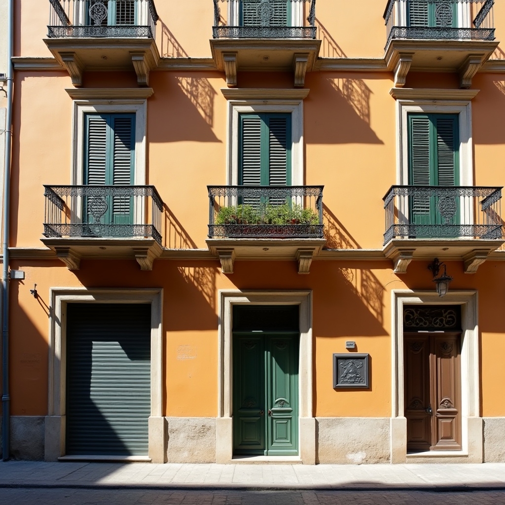Facciata di un edificio storico su Via Vittorio Veneto a Napoli in una giornata luminosa